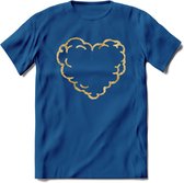 Valentijn Goud Hart T-Shirt | Grappig Valentijnsdag Cadeautje voor Hem en Haar | Dames - Heren - Unisex | Kleding Cadeau | - Donker Blauw - L