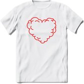 Valentijn Hart T-Shirt | Grappig Valentijnsdag Cadeautje voor Hem en Haar | Dames - Heren - Unisex | Kleding Cadeau | - Wit - M