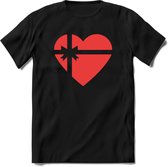 Valentijn Hart T-Shirt | Grappig Valentijnsdag Cadeautje voor Hem en Haar | Dames - Heren - Unisex | Kleding Cadeau | - Zwart - XXL