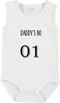 Baby Rompertje met tekst 'Daddy's NO1 ' | mouwloos l | wit zwart | maat 50/56 | cadeau | Kraamcadeau | Kraamkado
