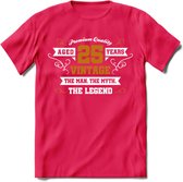 25 Jaar Legend T-Shirt | Goud - Wit | Grappig Verjaardag en Feest Cadeau Shirt | Dames - Heren - Unisex | Tshirt Kleding Kado | - Roze - XL