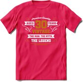 30 Jaar Legend T-Shirt | Goud - Wit | Grappig Verjaardag en Feest Cadeau Shirt | Dames - Heren - Unisex | Tshirt Kleding Kado | - Roze - S