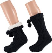 Apollo | Dames huissokken met antislip | Antraciet | Maat 36/41 | Huissokken dames | Fluffy sokken | Slofsokken | Huissokken anti slip | Warme sokken | Winter sokken