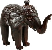 Beeld - Olifant - Hout - Donker - 24x21x10 cm - Sarana - Fairtrade Indonesie - Fairtrade