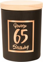 Verjaardag - Geurkaars - Black/Rose - Happy Birthday - 65 jaar - giftbox met panterprint - In cadeauverpakking