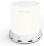 Macally LAMPCHARGE-EU dimbare lamp met 4 poorts USB-lader (EU) voor op het nachtkastje/ladekast