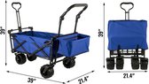 7In - Wiel Vouwwagen Kar - 220.5 Capaciteit - W/Verstelbaar Handvat Pull - Oxford Doek - Inklapbare - Outdoor Tuin Trolley Winkelwagen - Blauw