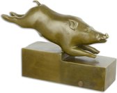 Bronzen Art Deco Beeld Zwijn 35x10x23 cm