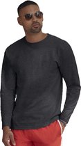 Basic shirt lange mouwen/longsleeve donkergrijs voor heren - Herenkleding donker grijze shirts M (38/50)