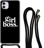 Hoesje met koord Geschikt voor iPhone 12 - Quotes - Spreuken - Girl boss - Siliconen - Crossbody - Backcover met Koord - Telefoonhoesje met koord - Hoesje met touw