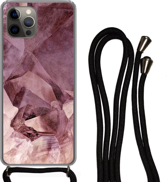 Coque avec cordon iPhone 12 Pro Max - Cristaux - Pierres naturelles - Pierres précieuses et minéraux - Siliconen - Bandoulière - Coque arrière avec cordon - Coque pour téléphone avec cordon - Coque avec corde