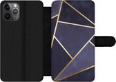 Bookcase Geschikt voor iPhone 11 Pro Max telefoonhoesje - Marmer print - Blauw - Collage - Met vakjes - Wallet case met magneetsluiting