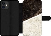 Bookcase Geschikt voor iPhone 11 telefoonhoesje - Marmer print - Structuur - Abstract - Met vakjes - Wallet case met magneetsluiting