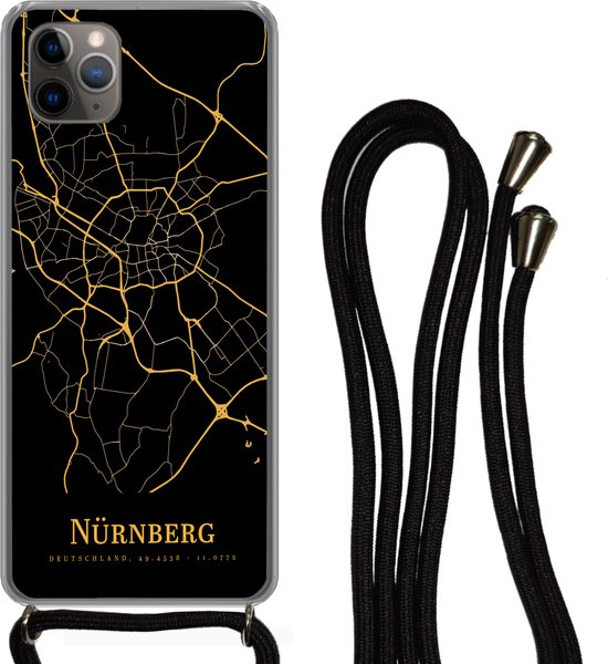 Coque avec cordon iPhone 11 Pro Max - Nürnberg - Carte - Or - Siliconen -  Bandoulière... | bol.