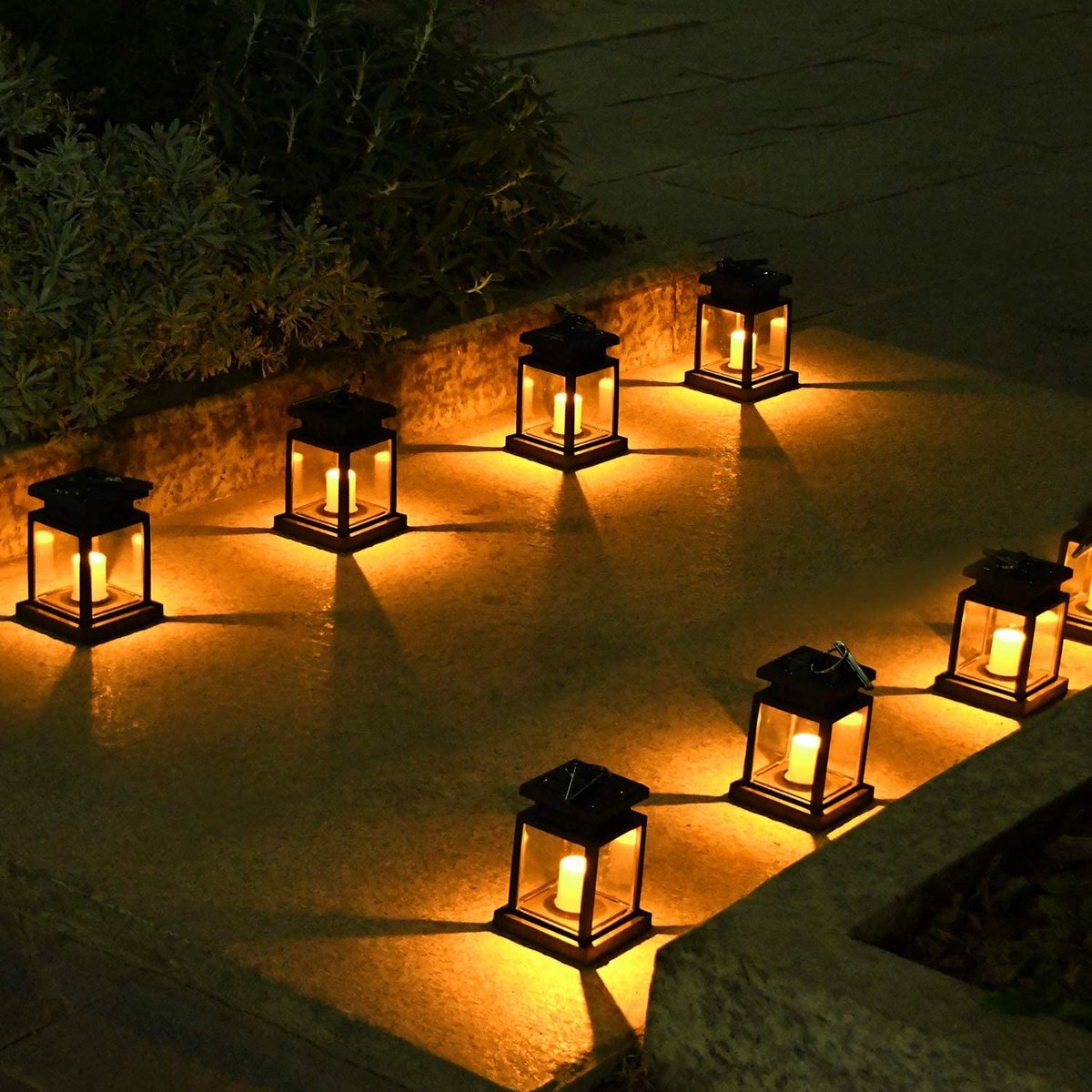 Lantaarn op zonne-energie voor buiten, LED-zonnelampen met flikkerend vlameffect of warm licht, IP65 windlicht voor decoratie, 2 stuks