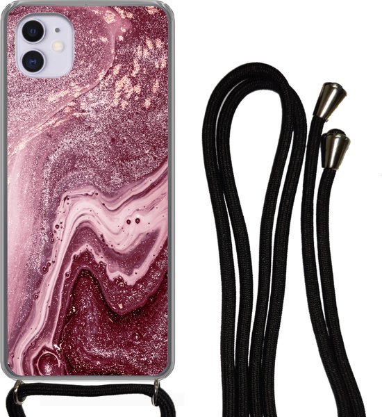 HFICY Coque De Protection Pour Téléphone Portable Avec 2 Films Protecteurs D'écran, Oreilles De Lapin En Fourrure Duveteuse Givrée Et Douce Avec Sangle En Bandoulière (rose, Pour Oppo Reno 6 5G