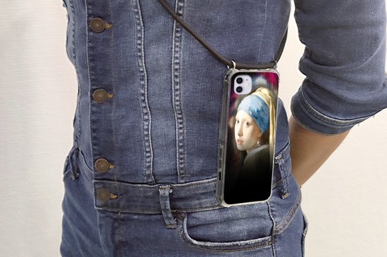 Coque avec cordon iPhone 11 - Art - Vermeer - Arc-en-ciel - Siliconen - Bandoulière - Coque arrière avec cordon - Coque pour téléphone avec cordon - Coque avec corde