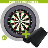 Mission Axis + Rubberen Dartmat 120*300 + Dartbordverlichting Basic XL (Grijs)