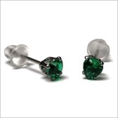 Aramat jewels ® - Zirkonia zweerknopjes hartje 4mm oorbellen smaragd groen chirurgisch staal
