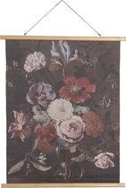Wandkleed 80*2*100 cm Meerkleurig Hout, Textiel Rechthoek Bloemen Wanddoek Wandhanger Wandkaart