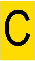 Mini letter C, geel zwart 38 x 89 mm - 6/vel