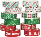 Kerst Washi Tape - Design 1 | 12 rollen | Masking Tape | Decoratie | Feestdagen | Kerstmis | Creativiteit | Cadeaus