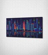 Urban City Canvas- 100 x 60 cm - Steden - Schilderij - Canvas - Slaapkamer - Wanddecoratie  - Slaapkamer - Foto op canvas
