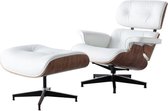 Grando® Stoel Lounge Ergonomisch– Modern – Draaibaar Voetenbank - White Walnut