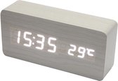 Houten wekker – Alarm Clock – Reiswekker - Tijd, datum en temperatuur weergave – Dimbaar – LED display – Draadloos met batterijen