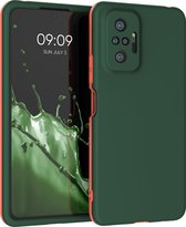 kwmobile hoesje compatibel met Xiaomi Redmi Note 10 Pro - 3-delige cover met extra bescherming - Smartphonehoesje in donkergroen / oranje