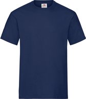 Set van 2x stuks t-shirts donkerblauw/navy heren - Ronde hals - 195 g/m2 - Ondershirt/shirt blauw - Voor mannen, maat: S (EU 48)