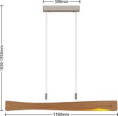Lindby - Hanglamp- met dimmer - 1licht - staal, eikenhout - H: 9.8 cm - nikkel mat, hout licht - Inclusief lichtbron