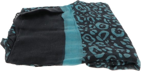 Behave accessoires - sjaal - panterprint - blauw