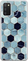 Casimoda® hoesje - Geschikt voor Samsung A03s - Blue Cubes - Backcover - Siliconen/TPU - Blauw