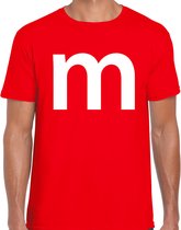 Letter M verkleed/ carnaval t-shirt rood voor heren - M en M carnavalskleding / feest shirt kleding / kostuum XL
