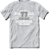 77 Jaar Legend T-Shirt | Zilver - Wit | Grappig Verjaardag en Feest Cadeau | Dames - Heren - Unisex | Kleding Kado | - Licht Grijs - Gemaleerd - L