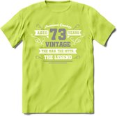 73 Jaar Legend T-Shirt | Zilver - Wit | Grappig Verjaardag en Feest Cadeau | Dames - Heren - Unisex | Kleding Kado | - Groen - L