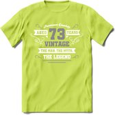 73 Jaar Legend T-Shirt | Zilver - Wit | Grappig Verjaardag en Feest Cadeau | Dames - Heren - Unisex | Kleding Kado | - Groen - M