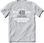 49 Jaar Legend T-Shirt | Zilver - Wit | Grappig Verjaardag en Feest Cadeau | Dames - Heren - Unisex | Kleding Kado | - Licht Grijs - Gemaleerd - XL