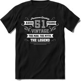 51 Jaar Legend T-Shirt | Zilver - Wit | Grappig Verjaardag en Feest Cadeau | Dames - Heren - Unisex | Kleding Kado | - Zwart - S