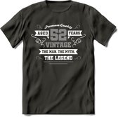 52 Jaar Legend T-Shirt | Zilver - Wit | Grappig Verjaardag en Feest Cadeau | Dames - Heren - Unisex | Kleding Kado | - Donker Grijs - XXL