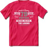 79 Jaar Legend T-Shirt | Zilver - Wit | Grappig Verjaardag en Feest Cadeau | Dames - Heren - Unisex | Kleding Kado | - Roze - XXL
