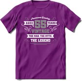 55 Jaar Legend T-Shirt | Zilver - Wit | Grappig Verjaardag en Feest Cadeau | Dames - Heren - Unisex | Kleding Kado | - Paars - XXL