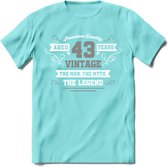 43 Jaar Legend T-Shirt | Zilver - Wit | Grappig Verjaardag en Feest Cadeau | Dames - Heren - Unisex | Kleding Kado | - Licht Blauw - XXL