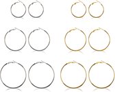 Luxore® 6 Paar Gouden & Zilveren Oorbellen Set Dames – Oorringen voor Vrouwen & Meisjes – Sieraden – Oorbellenset - 2.8, 3.9 & 5 CM - Cadeautje