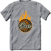 Bierdopje T-Shirt | Bier Kleding | Feest | Drank | Grappig Verjaardag Cadeau | - Donker Grijs - Gemaleerd - 3XL