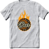 Bierdopje T-Shirt | Bier Kleding | Feest | Drank | Grappig Verjaardag Cadeau | - Licht Grijs - Gemaleerd - XXL