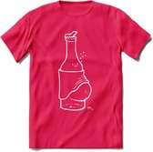 Bierbuik T-Shirt | Bier Kleding | Feest | Drank | Grappig Verjaardag Cadeau | - Roze - XL