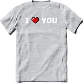 I Love You - Valentijn T-Shirt | Grappig Valentijnsdag Cadeautje voor Hem en Haar | Dames - Heren - Unisex | Kleding Cadeau | - Licht Grijs - Gemaleerd - L