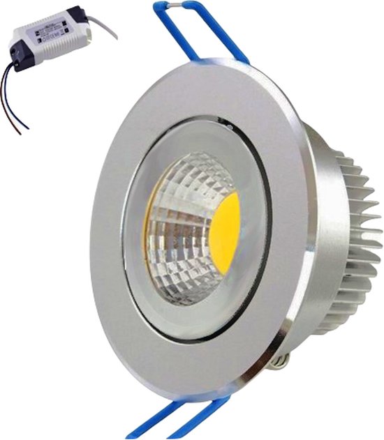 LED Inbouwspot Dimbaar - Warm Wit Licht 2700K - 5W vervangt 45W- Aluminium RVS Kantelbaar